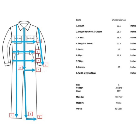 DC Comics Wonder Woman Pajamas Juniors L Costume PJs Footies Unionsuit Halloween - Picture 10 of 10